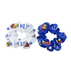 Kansas White and Blue Dual Scrunchies