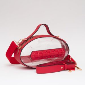 Clear Gameday Football Stitch Detail Crossbody Bag - Red