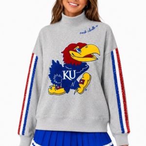 Kansas Mock Neck Sequin Stripe Sweatshirt