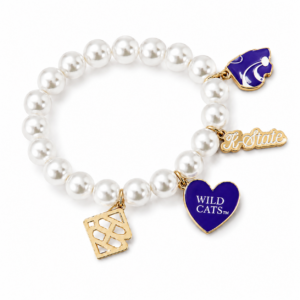 Kansas State Pearl Charm Bracelet
